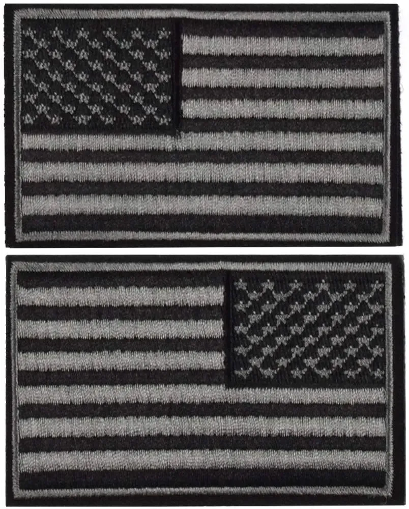100 Tactical USA Flags Patch - Black & Gray American Flag