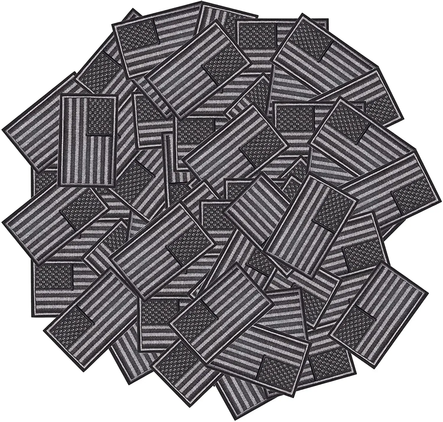 100 Tactical USA Flags Patch - Black & Gray American Flag