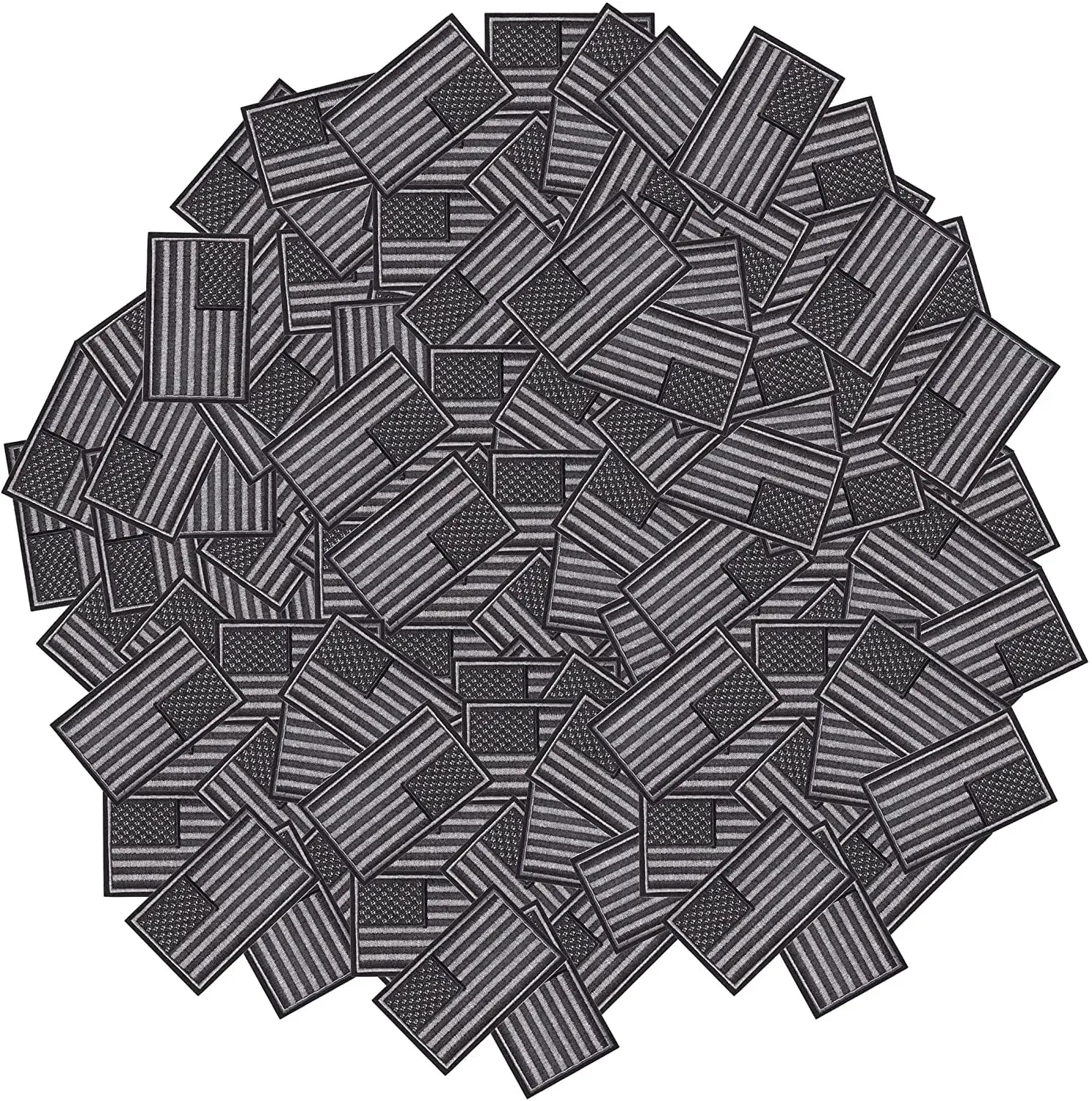 100 Tactical USA Flags Patch - Black & Gray American Flag