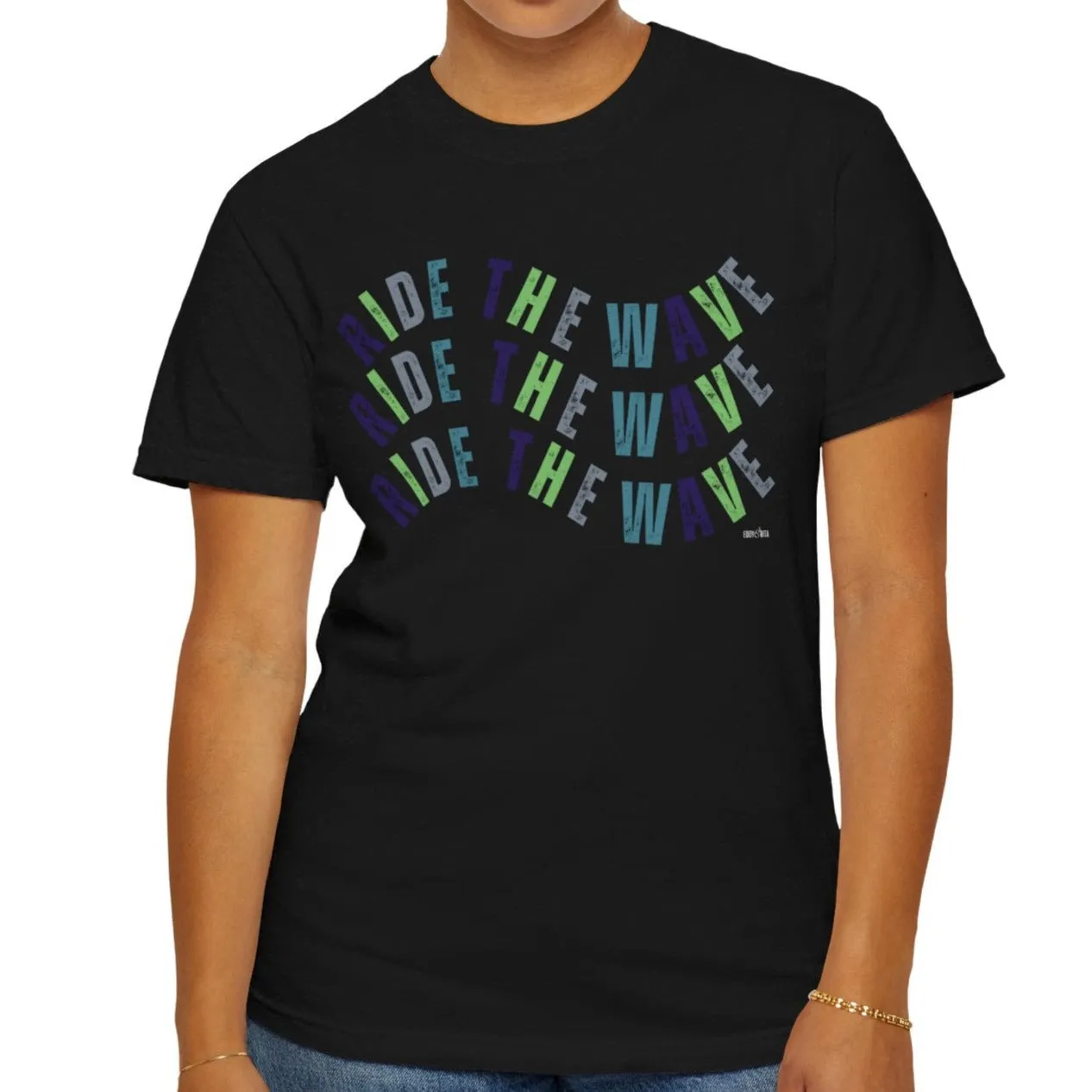 Eddy and Rita Women's Comfort Colors Longsleeve T-Shirt - "Ride the Wave" Motivational Graphic Tee