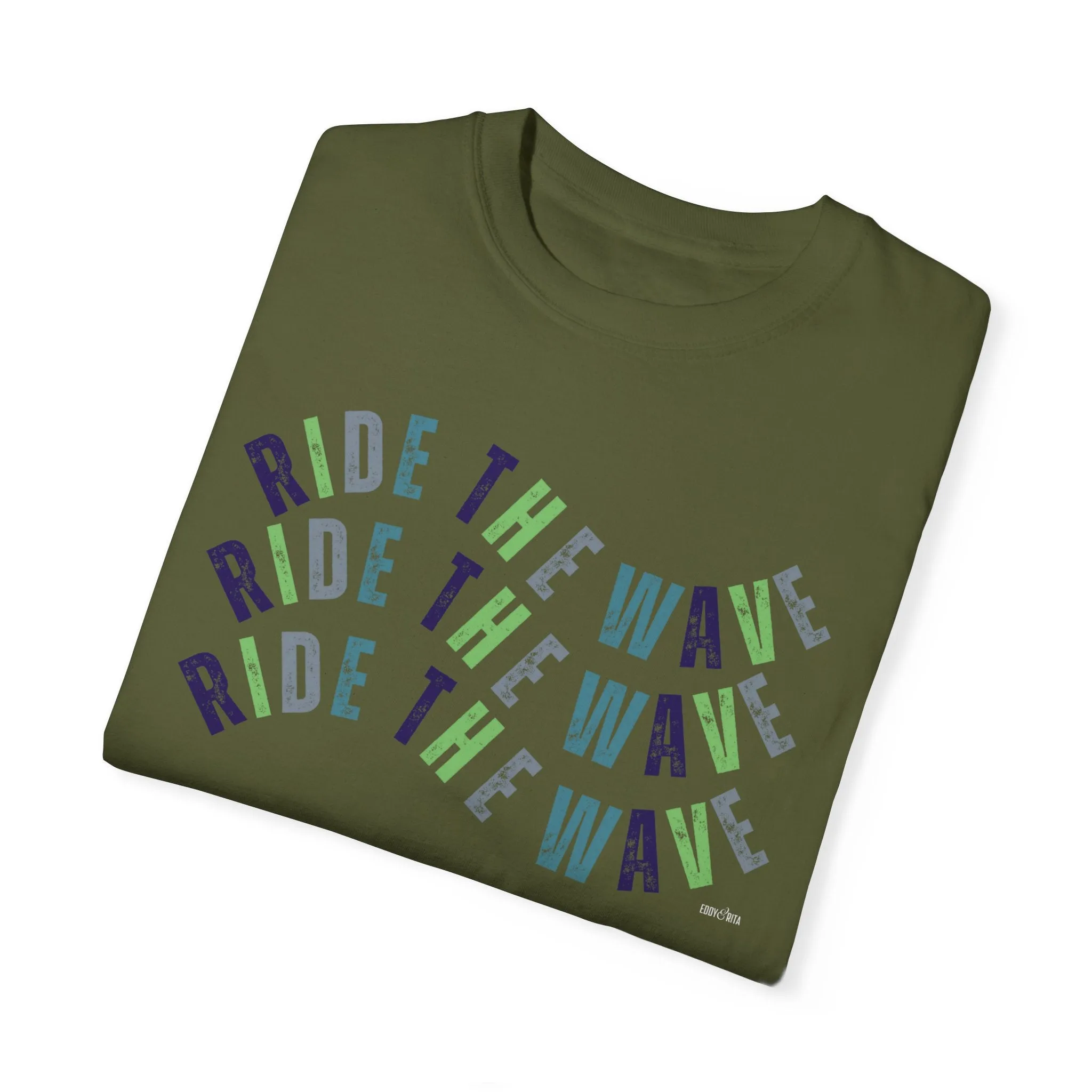 Eddy and Rita Women's Comfort Colors Longsleeve T-Shirt - "Ride the Wave" Motivational Graphic Tee