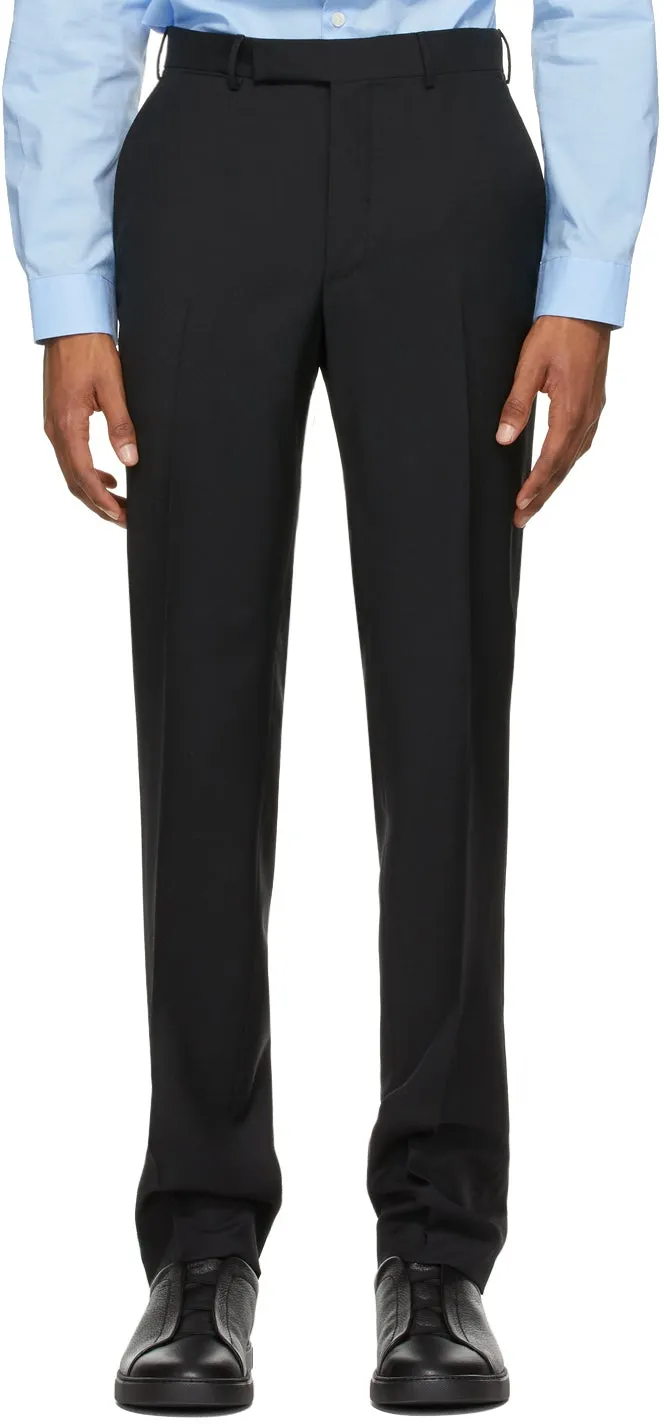 Ermenegildo Zegna Black Wool Dress Trousers