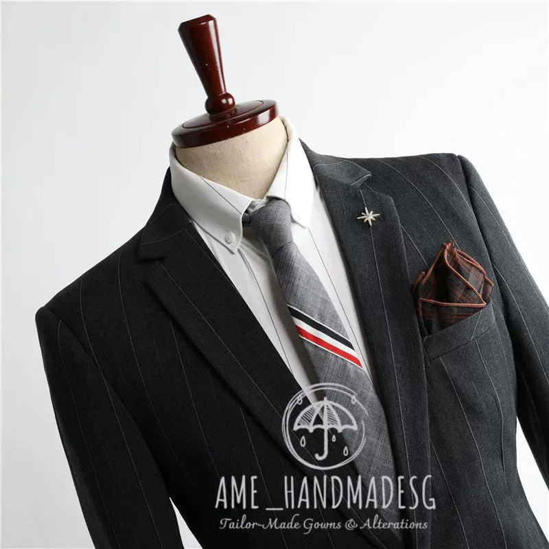FANHOMME suits for men British style striped casual suits three-piece suits for grooms wedding dresses