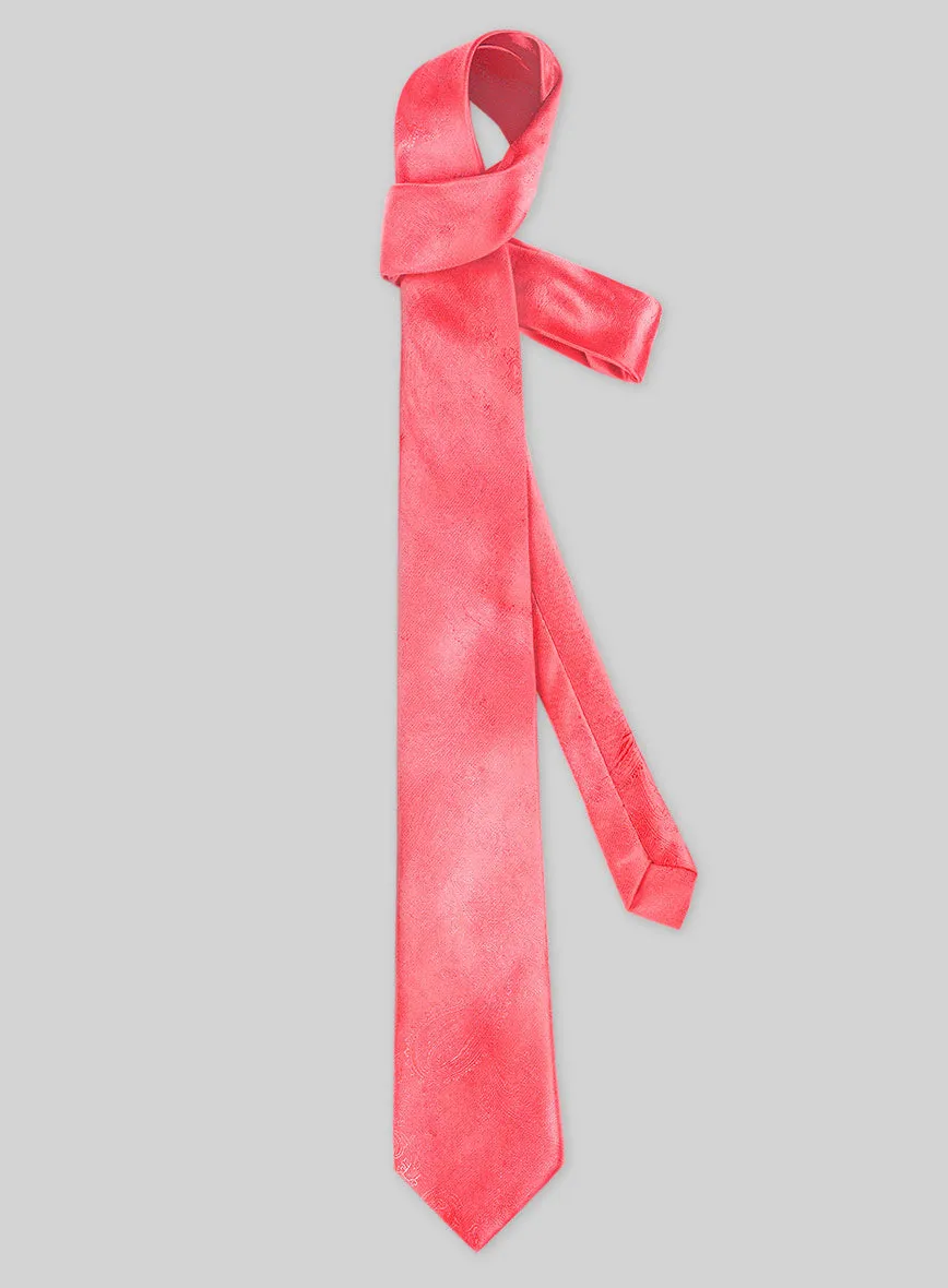 Paisley Neon Pink Satin Tie