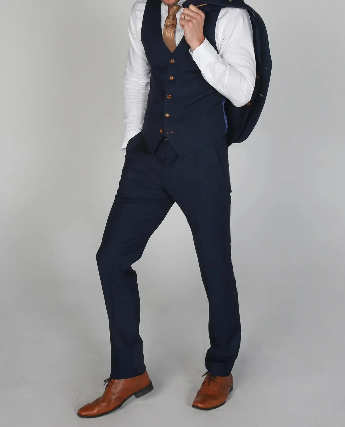 Paul Andrew Textured Mayfair Navy 3Pc Suit