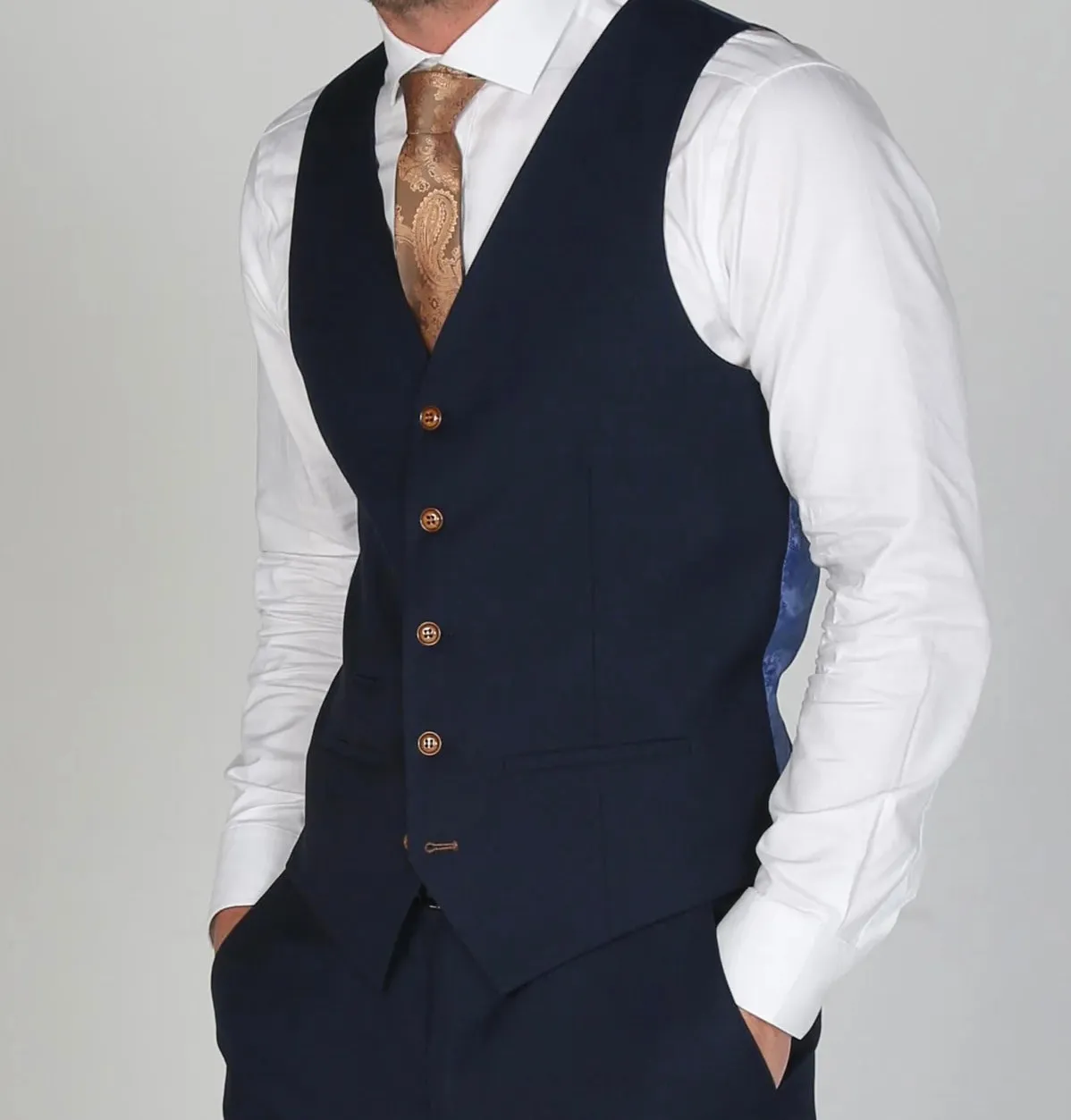 Paul Andrew Textured Mayfair Navy 3Pc Suit